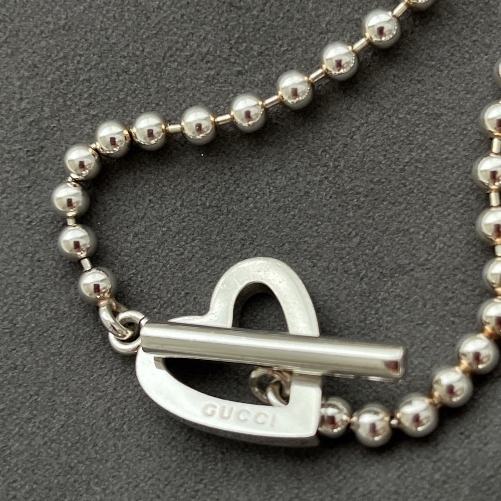 GUCCI Heart Toggle Sterling Silver Bracelet size 18cm (7”). AUTHENTIC. NO POUCH.